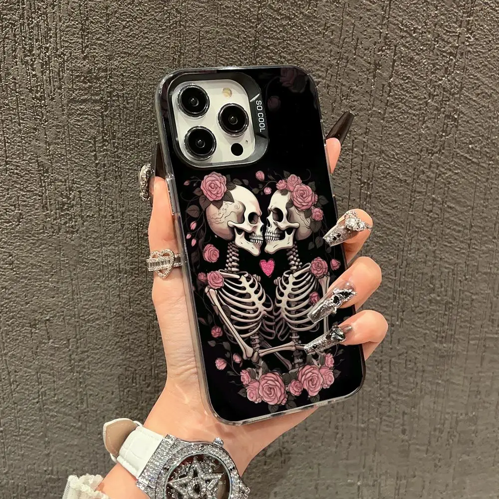 

Couple skull pattern Phone Case case for iPhone17 16 15 14 13 12 11 Pro/ Max/Plus shock-proof rear cover anti-fingerprint