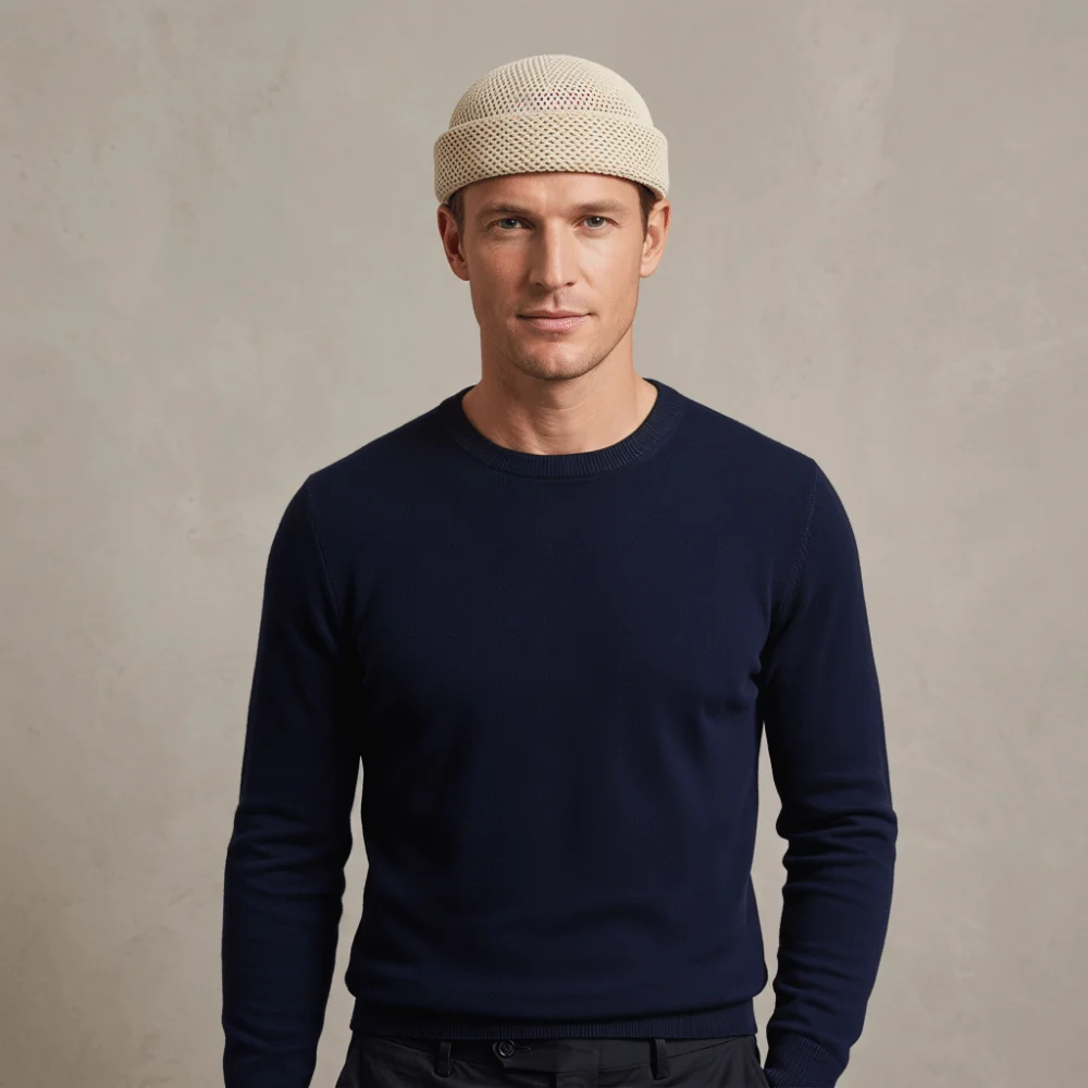 

Unisex Elegant Style Mesh Breathable Beret Casual Knitting Hard Melon Peel Hat Stiff Brim Lightweight Sun Hat for Women