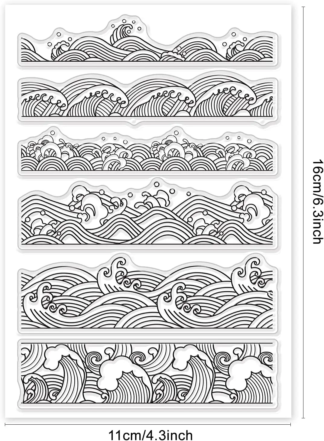 Ocean Waves Borders Clear Stamps Transparent Silicone Stamp Seal for Card Making Decoration and DIY Scrapbooking