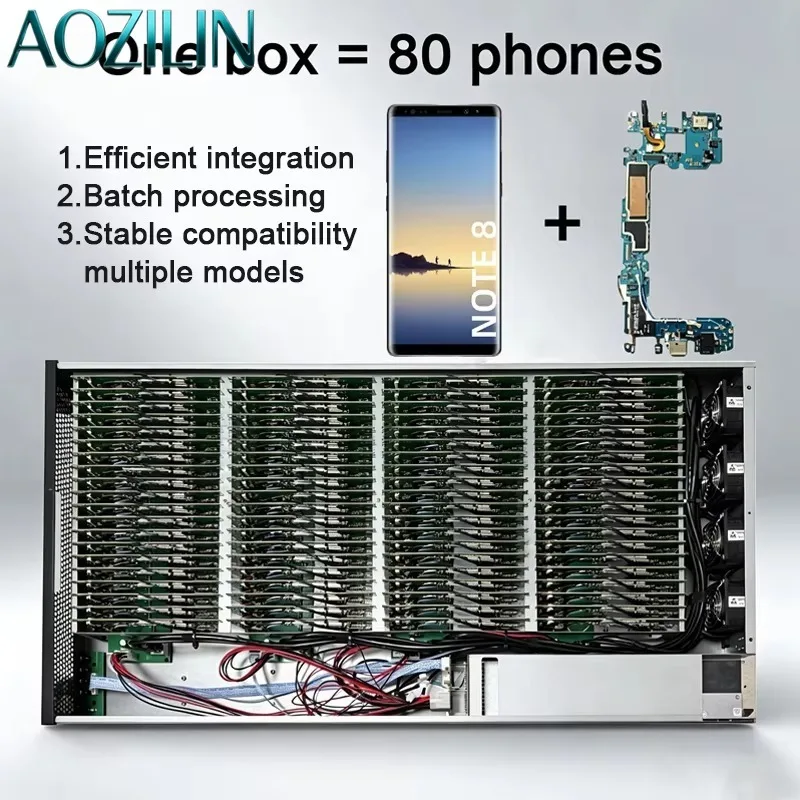 80 Ports Phone Farm Rack Mount Control Box, 6GB/8GB RAM 128GB ROM, For Android Mainboard Test Environment Setup