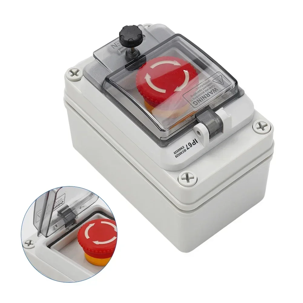 Emergencys Stop Button Box IP67 Outdoor Waterproof E-Stop Box 2024 New Transparent RT16-10A Short Circuit Protection Box