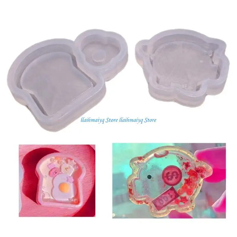 

573B Epoxy Resin Shaker Silicone Moulds Casting Set Bread/Pig Mold Pendant