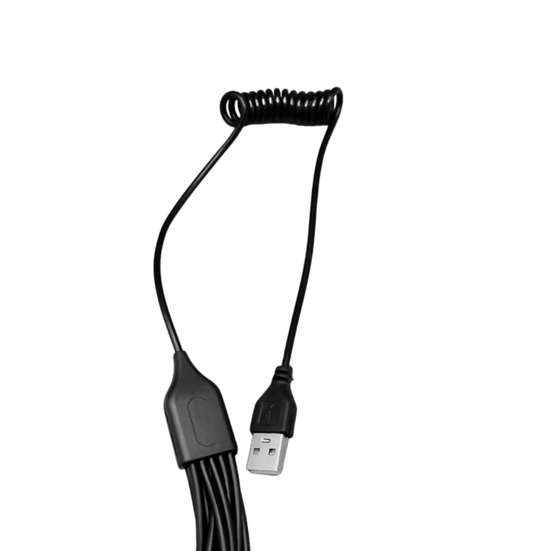 Cable carga USB 10 en 1, conectores para múltiples dispositivos, cable resorte, 25cm, negro