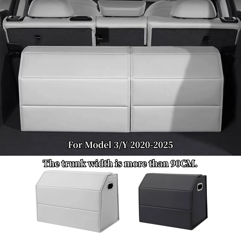 

Car Trunk Organizer Box For Tesla Model 3 / Y PU Leather Large Capacity Foldable For Emergency Stowing Tidying Trunk Storage Box