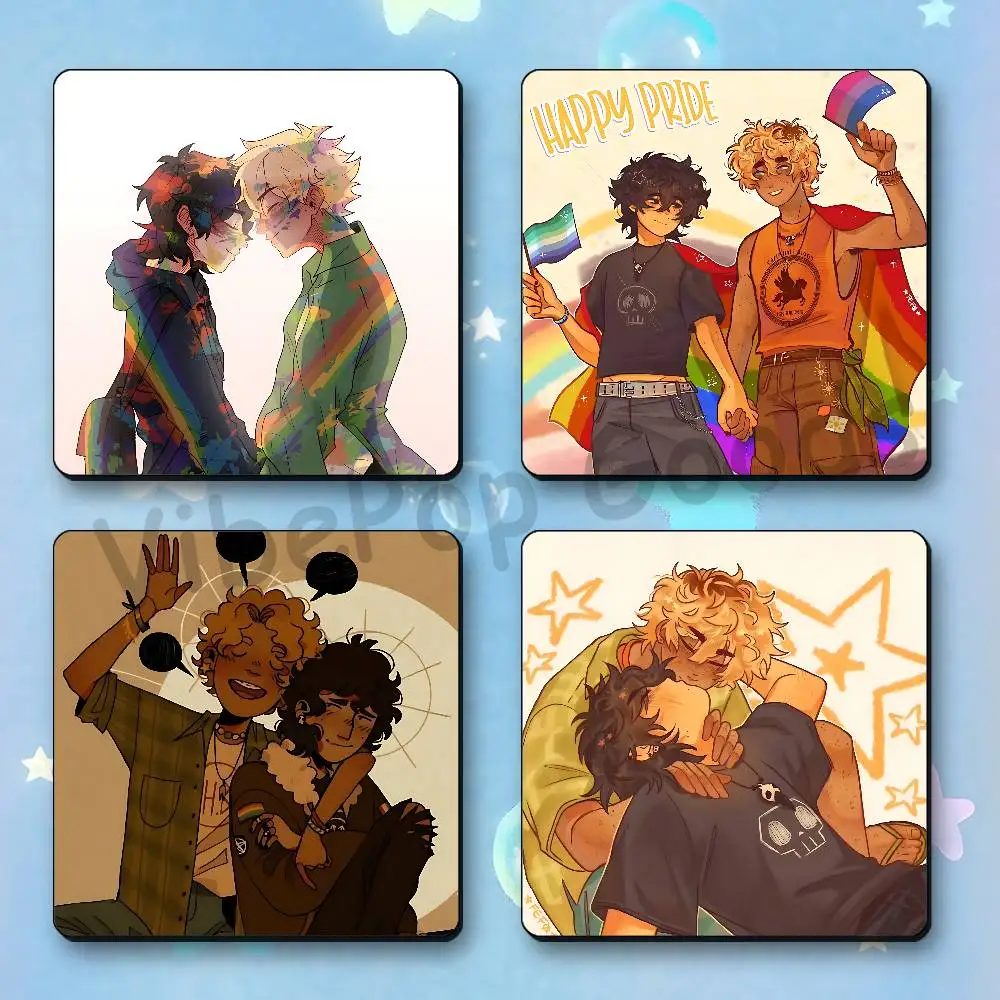 Solangelo Will Solace Nico di Angelo Magnetic Refrigerator Sticker Smooth Clear Ink Print Metal Door Dorm Apartment Decor 55 mm