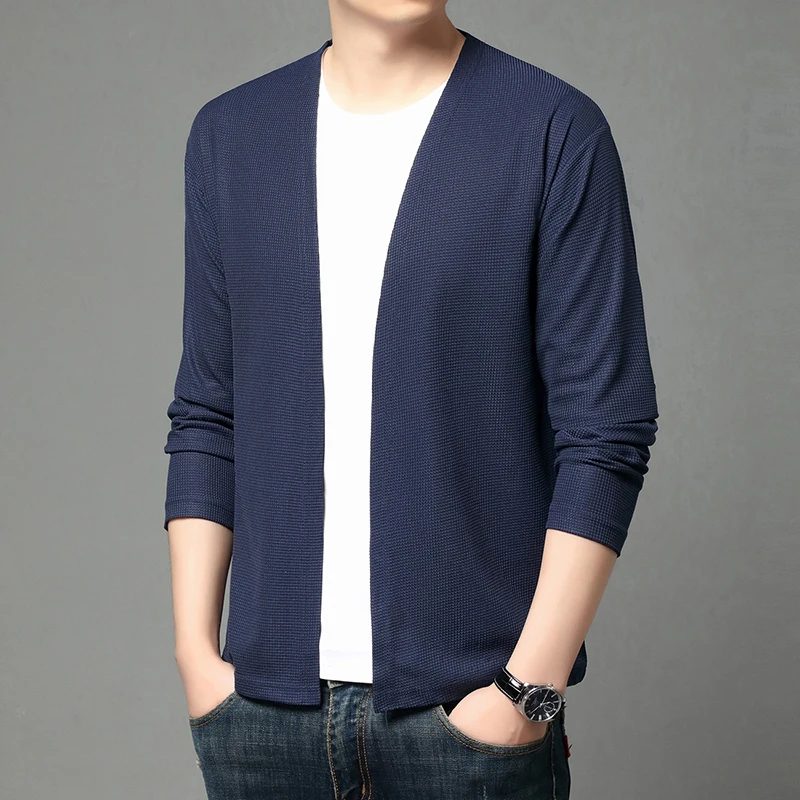

Мужской модный повседневный вязаный кардиган с v-образным вырезом, осень 2022, новая свободная и универсальная простая однотонная куртка