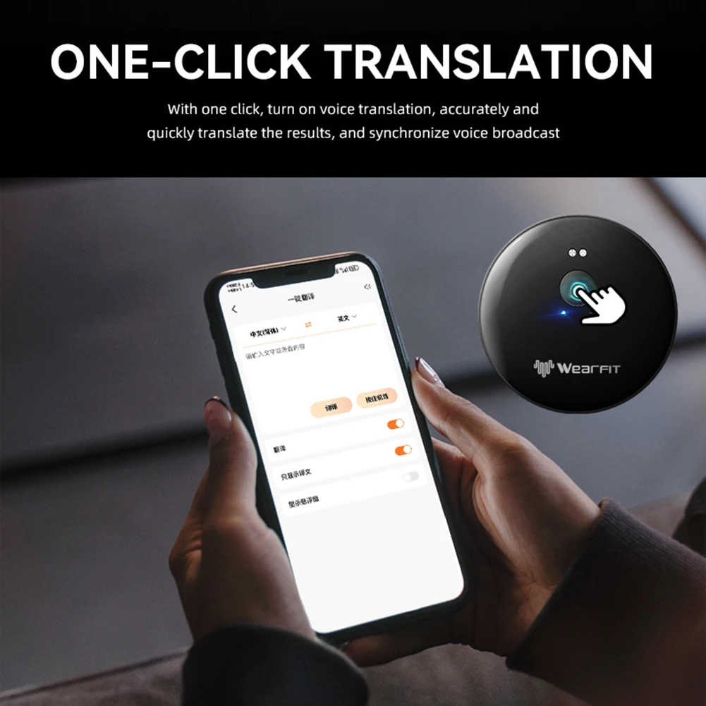 70 مللي أمبير/4.2 فولت 144 لغة مترجم صوتي في الوقت الحقيقي 2Pin شحن مغناطيسي لـ Wearfit Pro لنظام Android 8.0/لـ IOS 10.0/فوق