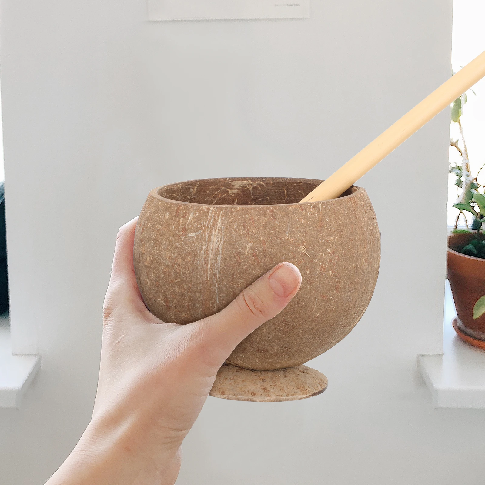 

1 set Coconut Cups Shell Dessert Bowl Candy Plate Container -class Material Stable Base Kitchen Barware Set