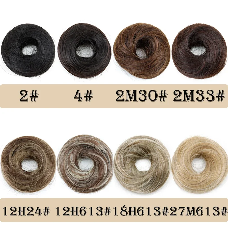 الاصطناعية مستقيم دونات Chignon قطع الشعر أومبير مطاطا أوبدو Chignon رقيق فوضوي Scrunchies كعكة الشعر للنساء #3