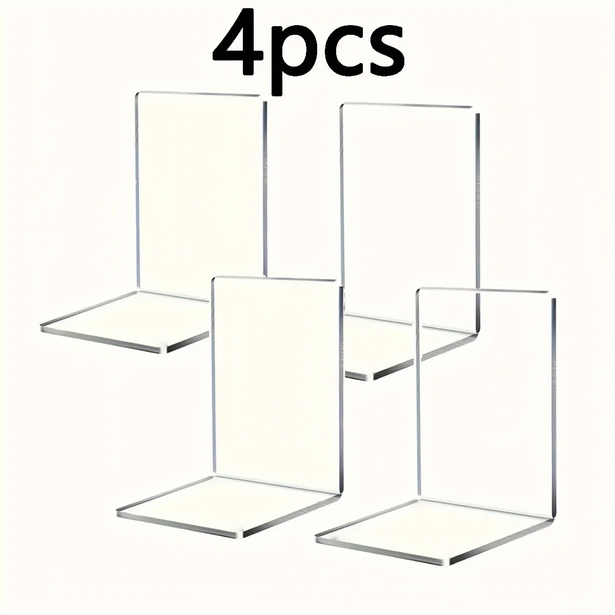 4Pcs Acrylic Bookends Stand Bookshelf L-shaped Desk Organizer Desktop Decorative Storage Rack Bookend Book Holder Stationery