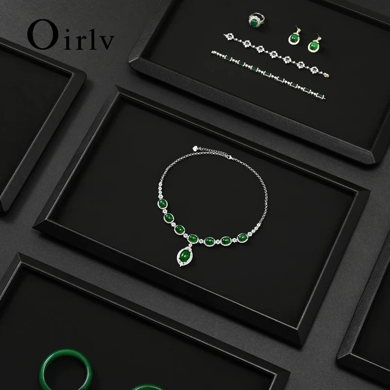 

OPirlv High-quality Jewelry Tray Pu Leather Edge, Suede Velvet Interior, Environmentally Friendly and Odorless Jeweler Organizer