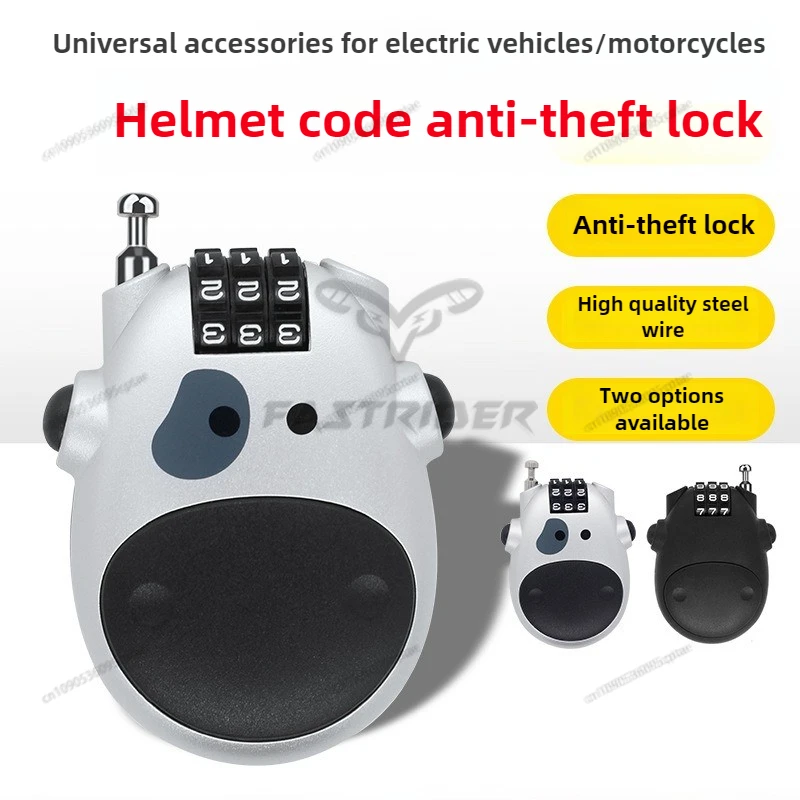 Candado antirrobo para casco de motocicleta y bicicleta, candado de alambre telescópico, combinación de casco de dibujos animados, accesorios para moto