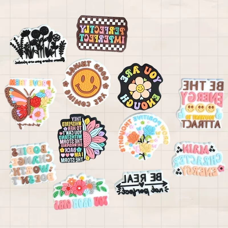 25Pcs Cartoon Personality Slogan Shoes Accessories Men's and Women's Sandals Accessories DiY Birthday Party Gifts