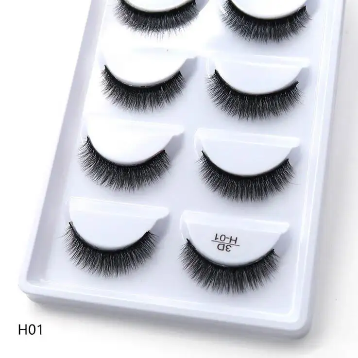 NEU 5 Paar Handgefertigte 3D Nerzwimpern Kurze Falsche Wimpern Kreuzförmig Unordentlich Dicht Natürlich Augenwimpern Bühnen-Make-up Falsche Wimpern – Detail 6