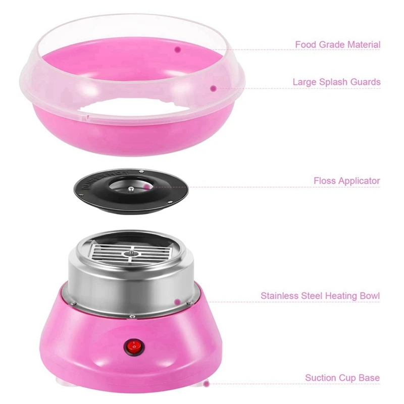 Máquina de algodón de azúcar para niños, Mini fabricante eléctrico de algodón de azúcar con placa a prueba de salpicaduras para el hogar, fiesta para niños