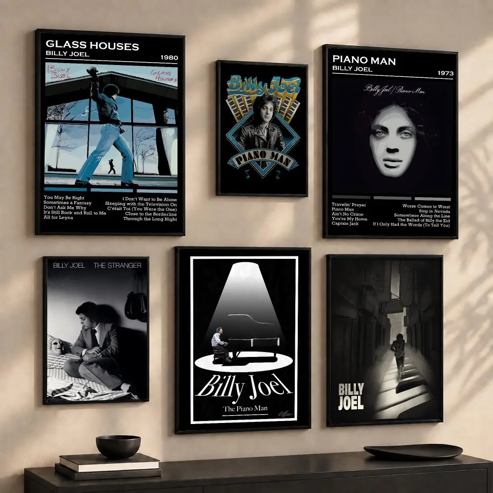 Vintage Music Singer B-Billy Joel  Poster Wall Art Print Sticker for Bedroom Living Room Dorm Office Modern Home Decor Gift