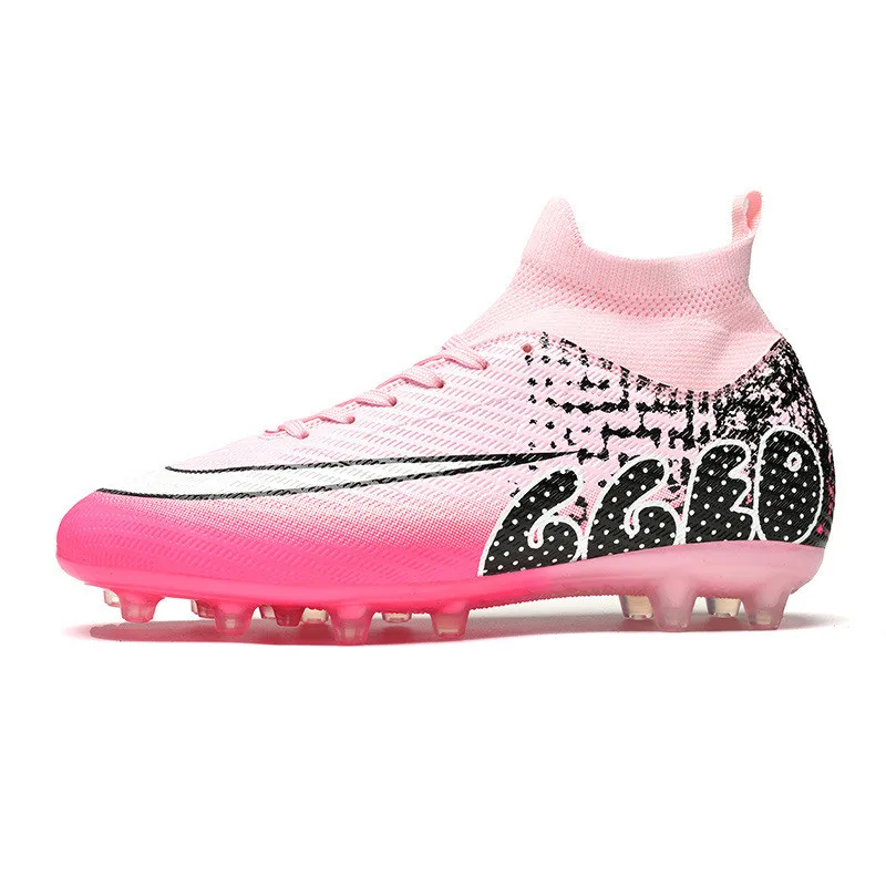 Fashion Pink TF/FG Women\'s Football Boots Outdoor Light Kid Football Field Boots Comfort Training Society Soccer Cleats For Men