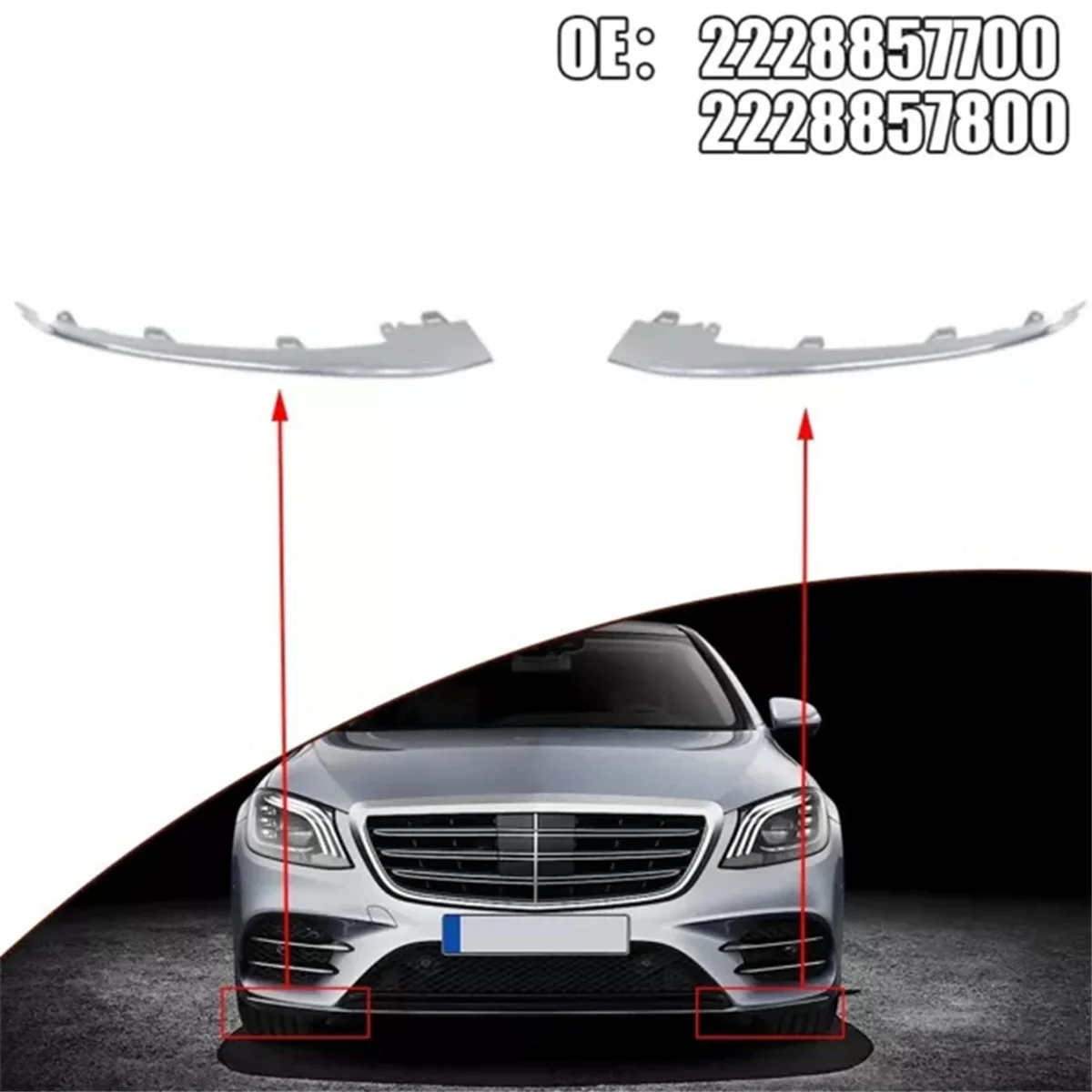 1 Pcs Right Front Bumper Chrome Decorative Strip Front Bumper Bright Strip for Mercedes Benz S-Class W222 2228857800