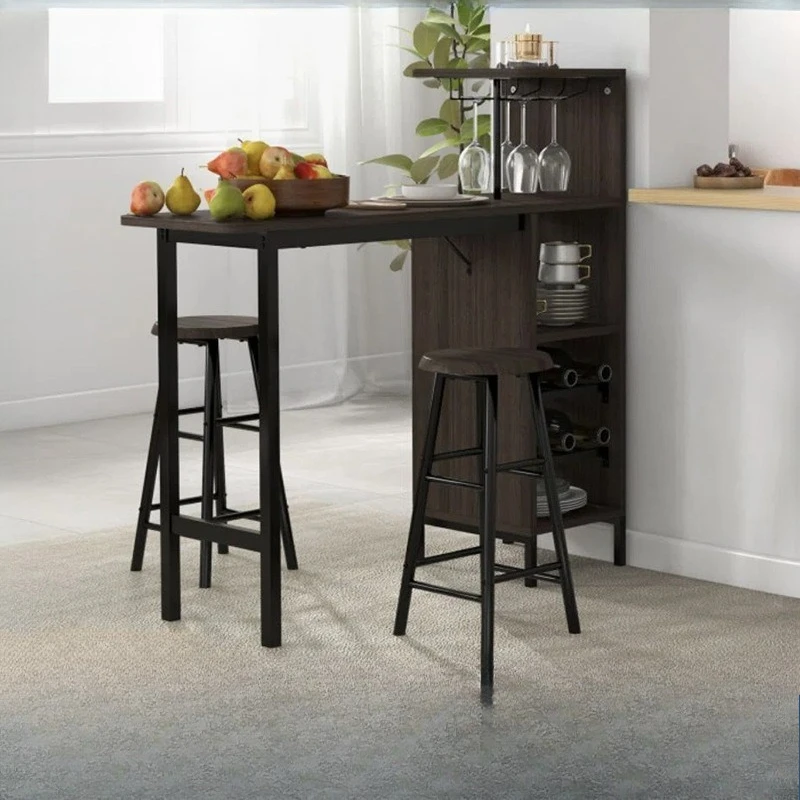 Household living room wall  bar bar milk tea  wrought iron solid wood tall table