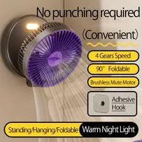 Multifunctional Desktop Fan, 4 Levels Wind Speed, Foldable Fan Rechargeable Fan, Punch-free, Portable Table Fan for Home Office