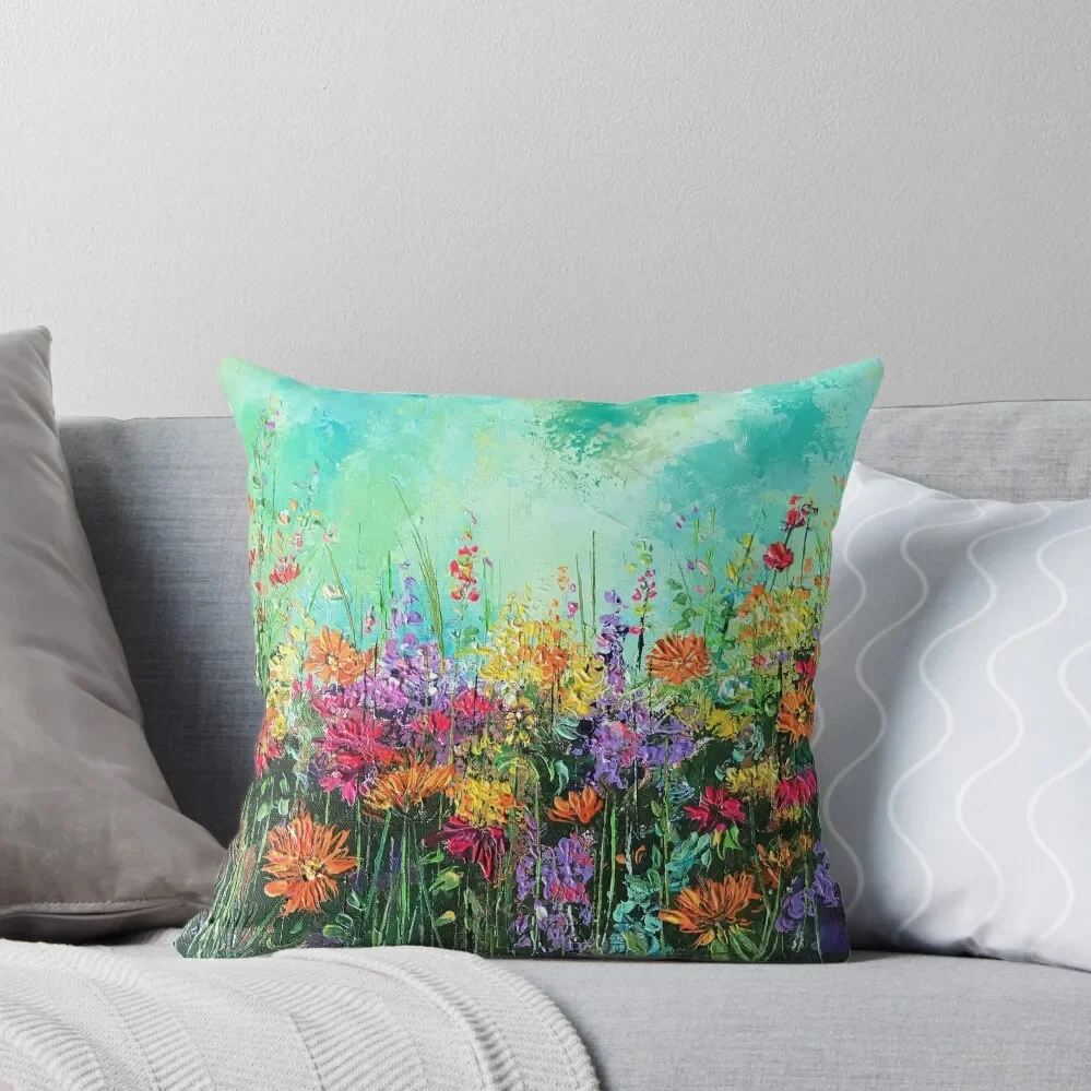 

Garden Magic , colourful contemporary floral design Throw Pillow Luxury Cushion Cover pillows decor home pillow