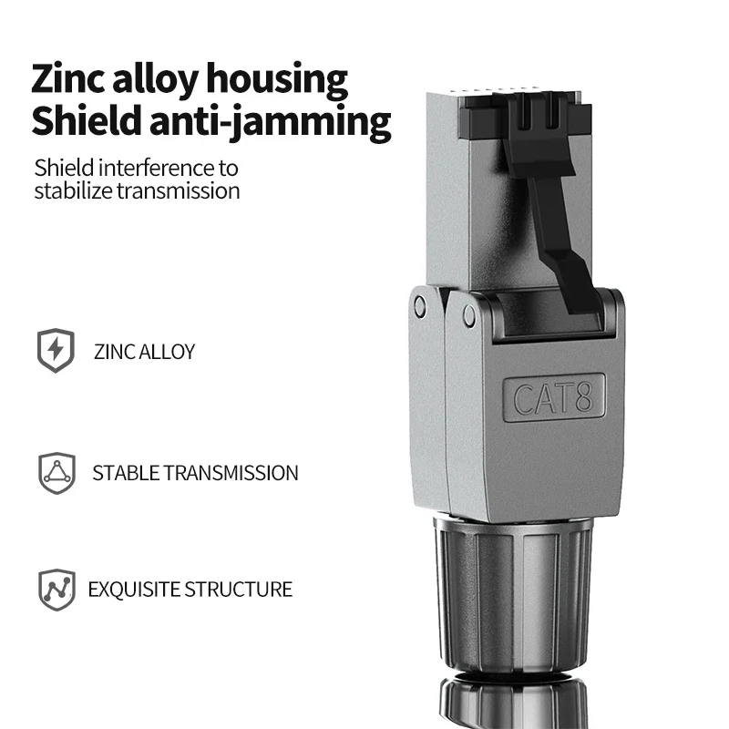 Cat7 Cat8 Industrial Ethernet RJ45 Connectors Toolless Shielded Field Plug Tool Free Easy Metal Termination Conector