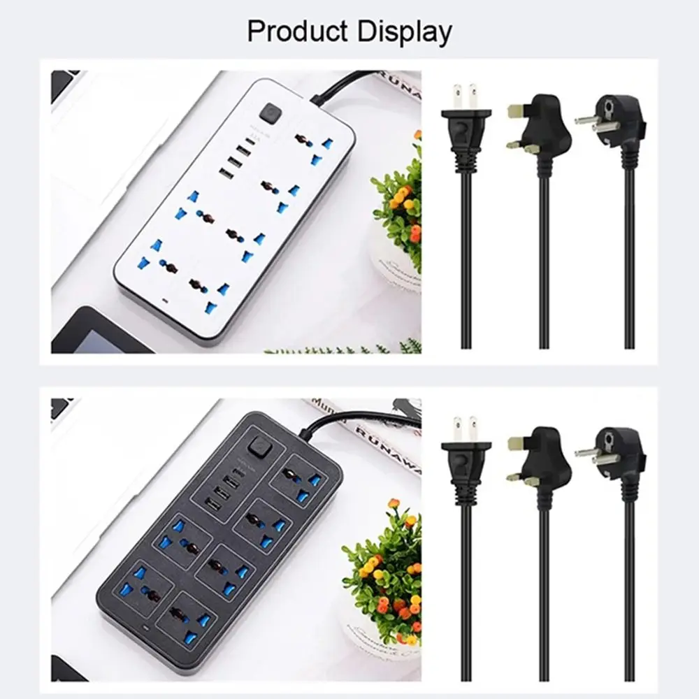 Multiprise Power Multi Tap 6 AC Sockets & 3 USB EU US UK Electrical Socket 1 Type C Power Button Safe Outlet Power Strip Office