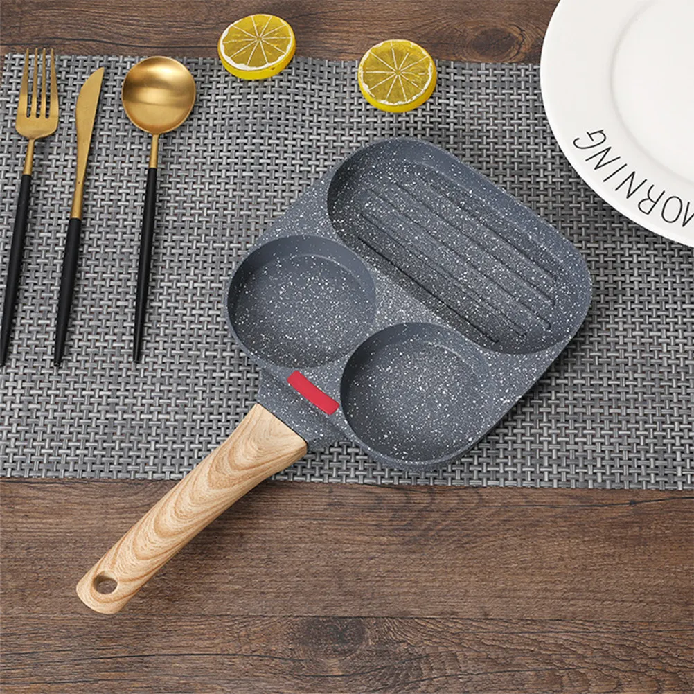 Divided Frying Pan 3 in 1 Non Stick Egg Pan for Breakfast Multi Section Skillet Pancake Cooking Kitchen Tool Divided Skillets