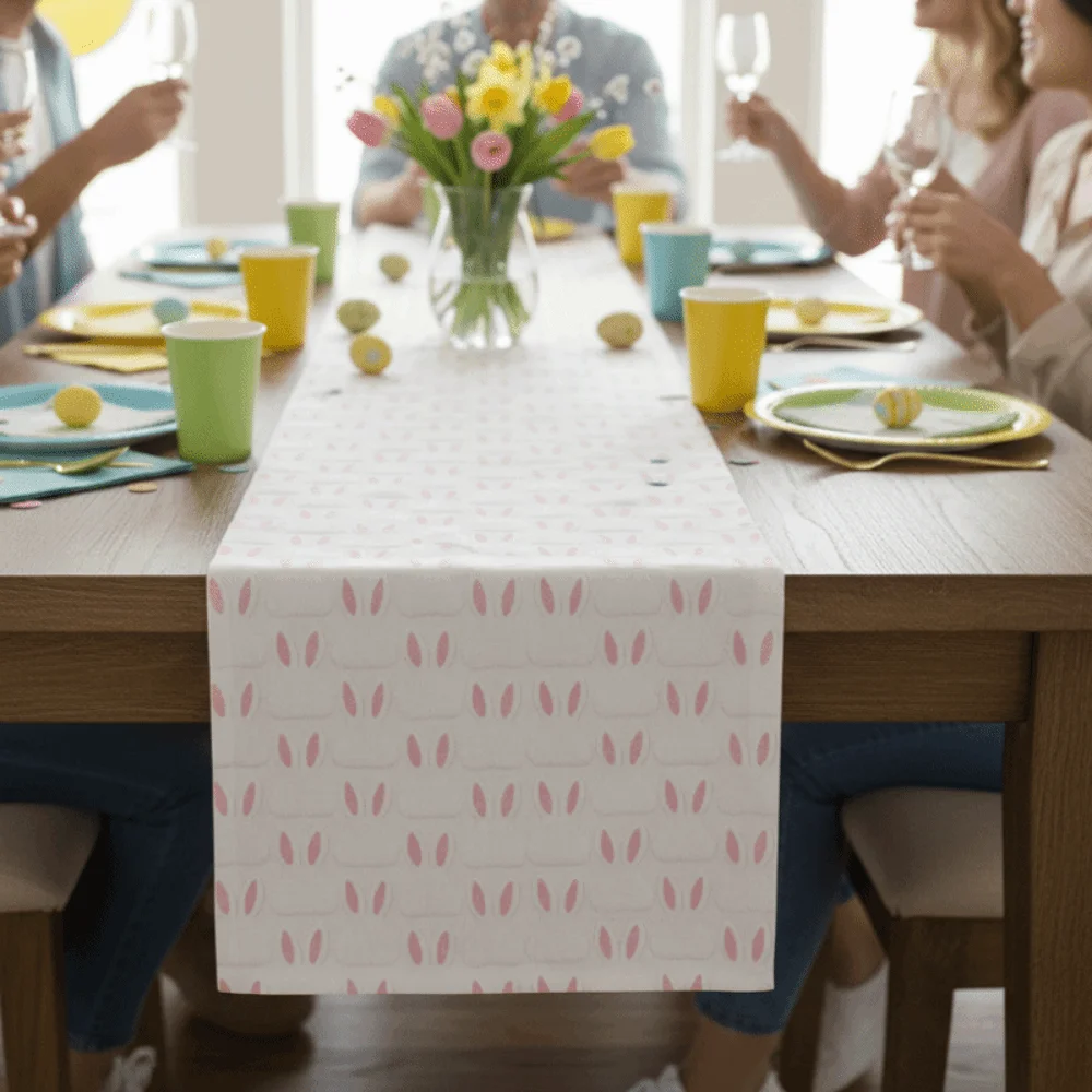 

Rabbit Pattern Plush Easter Table Runner Soft Thickened Table Cover Fashion Long Table Runner Mall Decoration