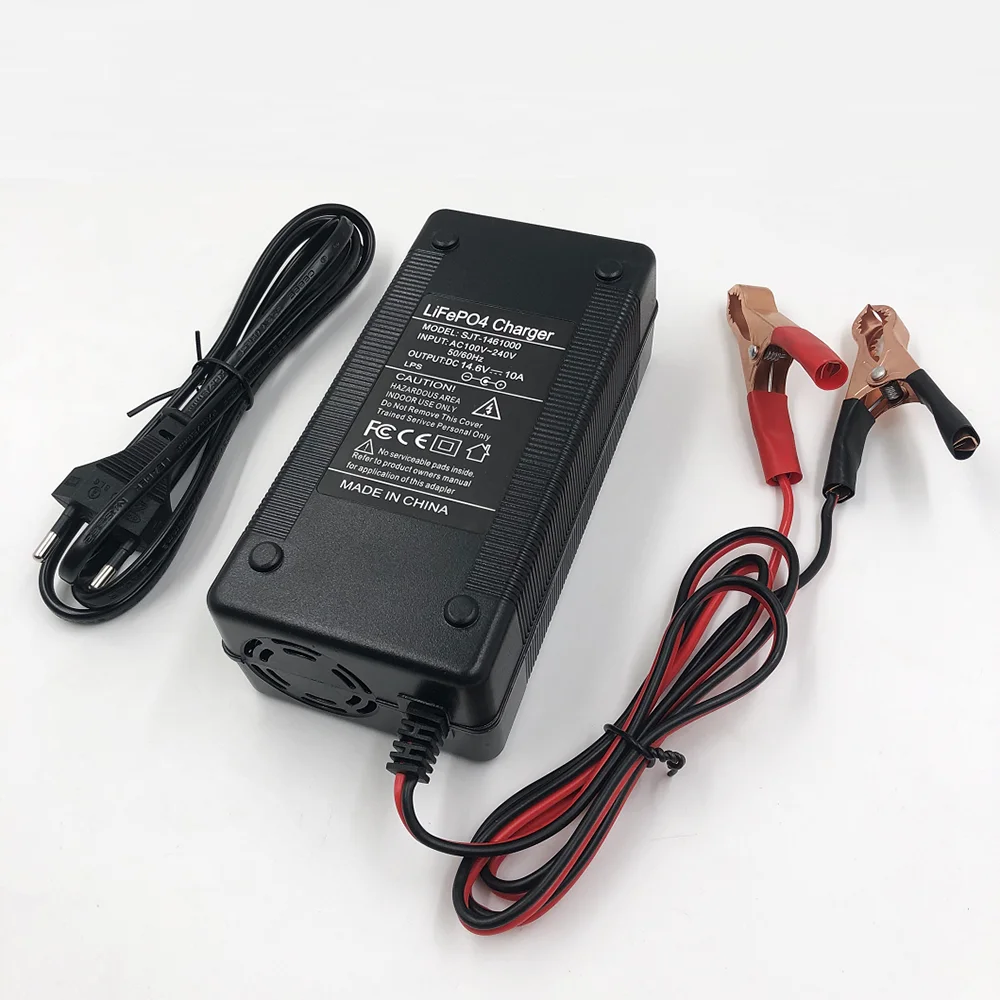 14.6V 10A LiFePO4 Battery Charger AC 110-220V input For 4S 12V 12.8V 14.4V 10Ah Lithium iron Battery Pack Fast Charging Eu Plug