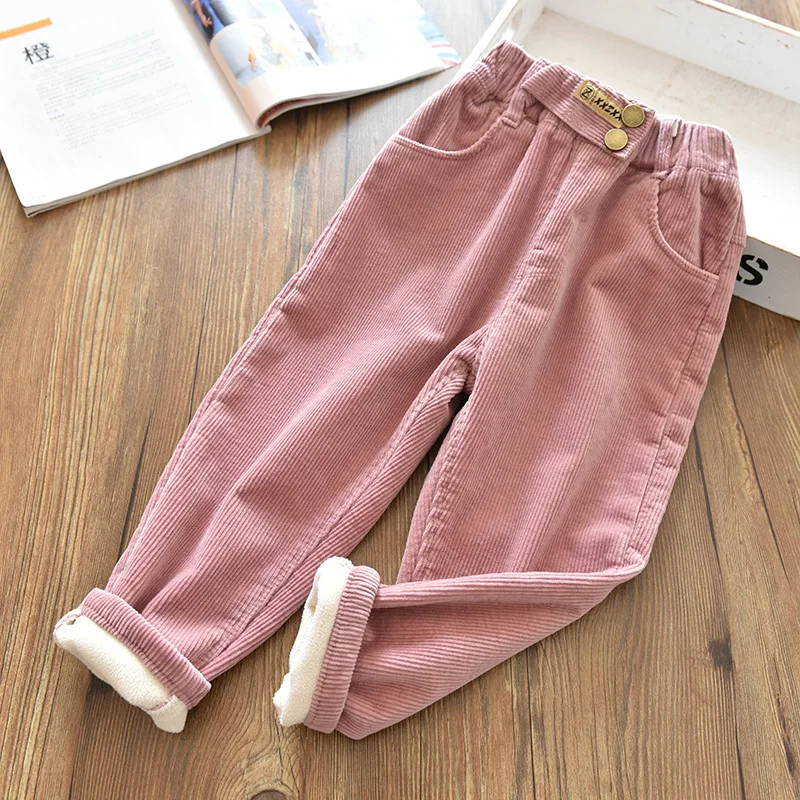 2026 Neue Kinder-Warmhosen Jungen Mädchen Herbst Winter Cord Dicke Sporthosen 1-9 Jahre Kinderkleidung Lässige Hochbund-Hosen – Detail 8