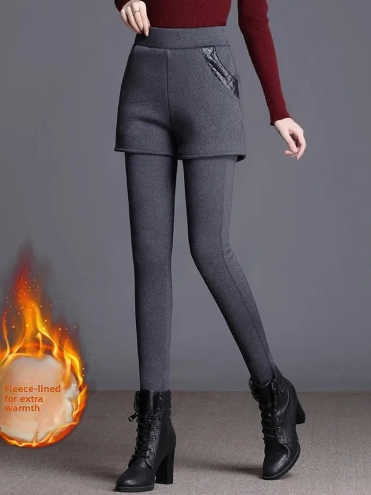 

plus Size Women's High Waist Thickened Fleece Lined Autumn Winter Casual Pants Tummy Control Slim Fit Outerwear Pants