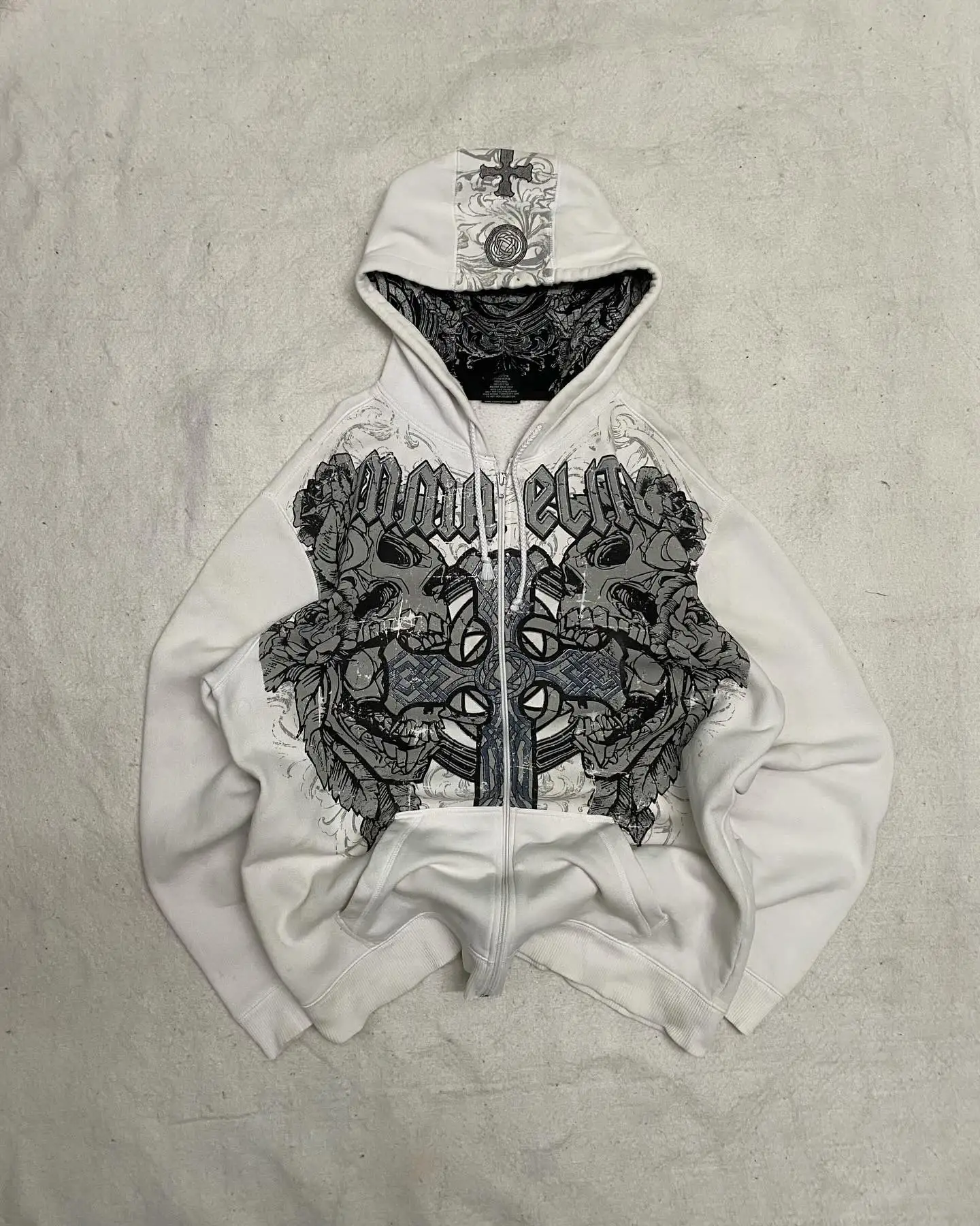 Affliction Hoodie Y2K New Retro Gothic Skull Oversize Zipper Hoodie Mens Womens Hip Hop Casual Sweatshirt Personality Streetwear