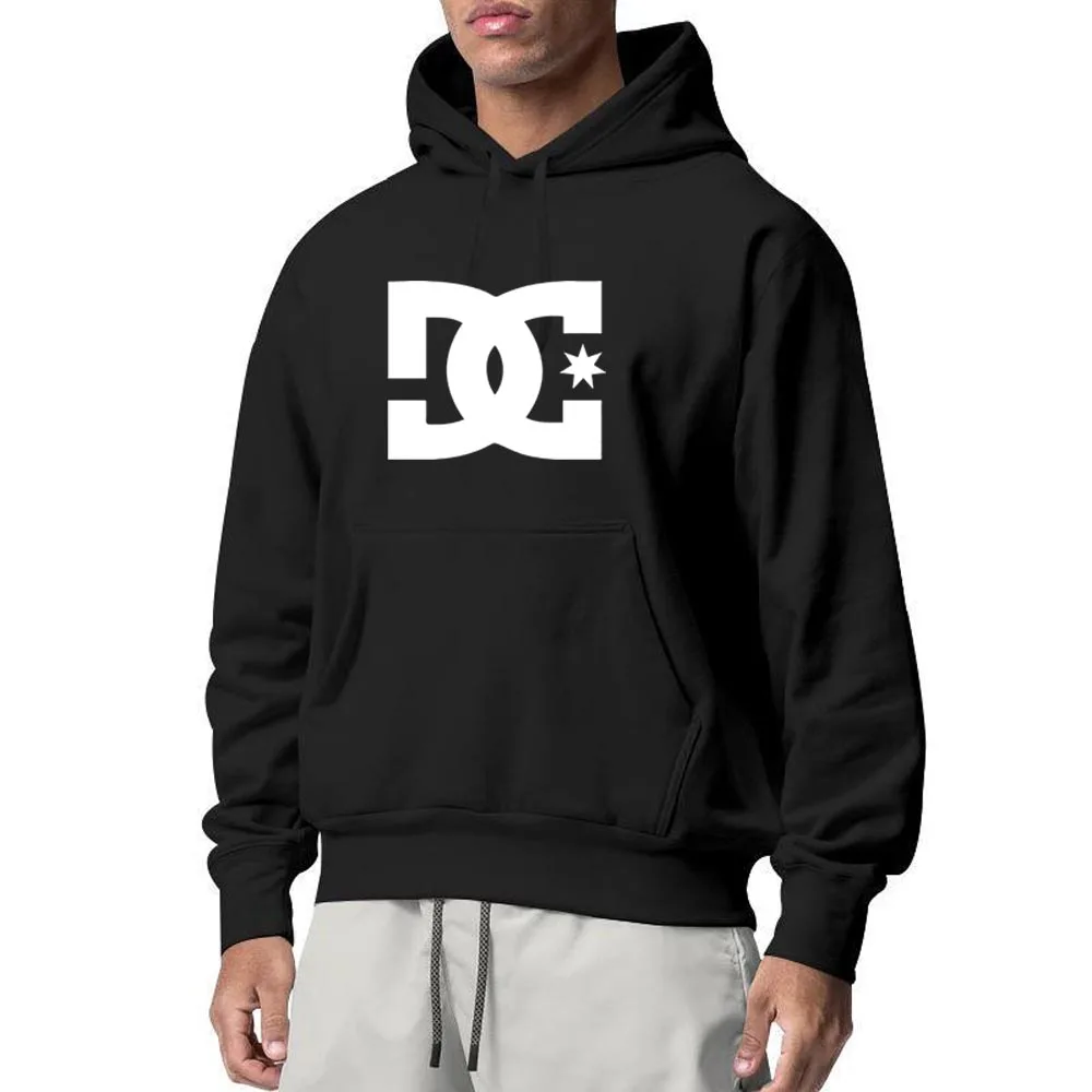 DC Letter Men\'s Hoodie Men\'s and Women\'s Fashion Simple Long Sleeve Sweatshirt Autumn and Winter Street Trend Large Gym Hoodie