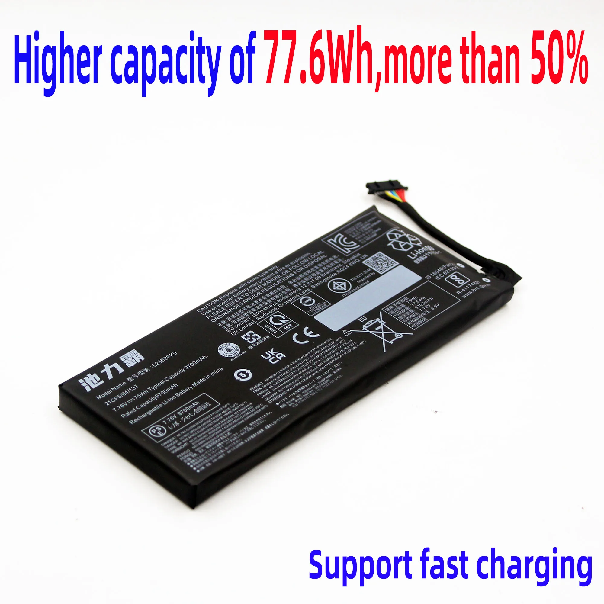 For Legion go  replacement battery expansion battery with a capacity of 77.6Wh mod upgrade 8APU1 L23B2PK0