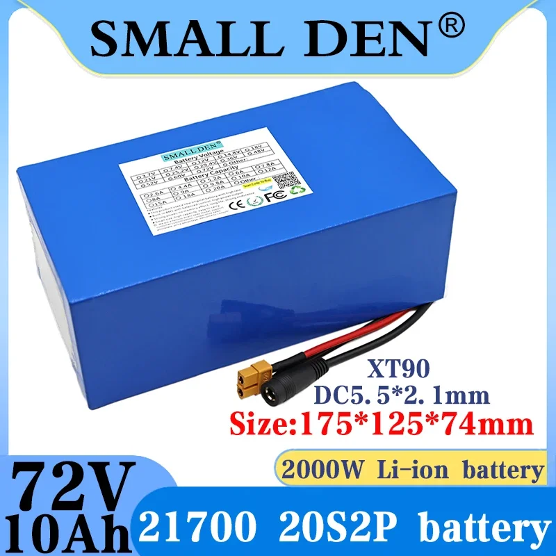 

72V 10Ah 21700 lithium battery pack 20S2P 84V electric bicycle scooter motorcycle BMS high power battery+84V 2A 3A 5A charger