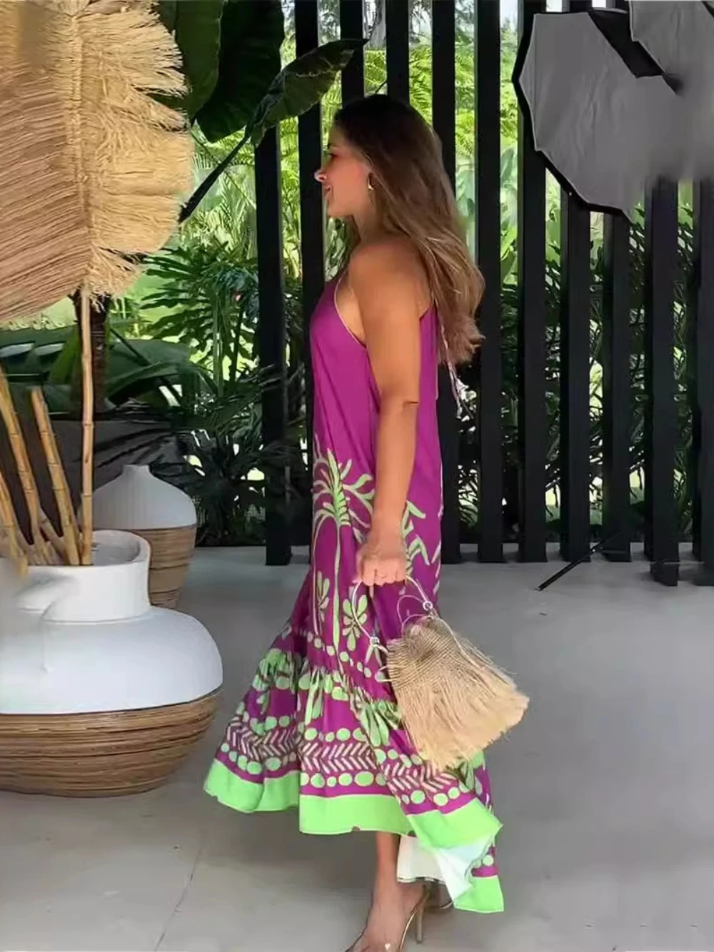 شعبية الشاطئ السفر الربيع الصيف اللباس للنساء فضفاضة كبيرة سوينغ الرسن حزب ثوب شيك الطباعة جديد وصول أكمام ارتداء #4