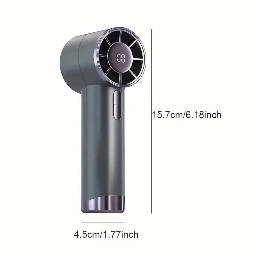 5-Speed USB Rechargeable Mini Fan - Compact, Quiet, Portable Handheld Fan with Digital Display & Lanyard for Outdoor, Home, Offi