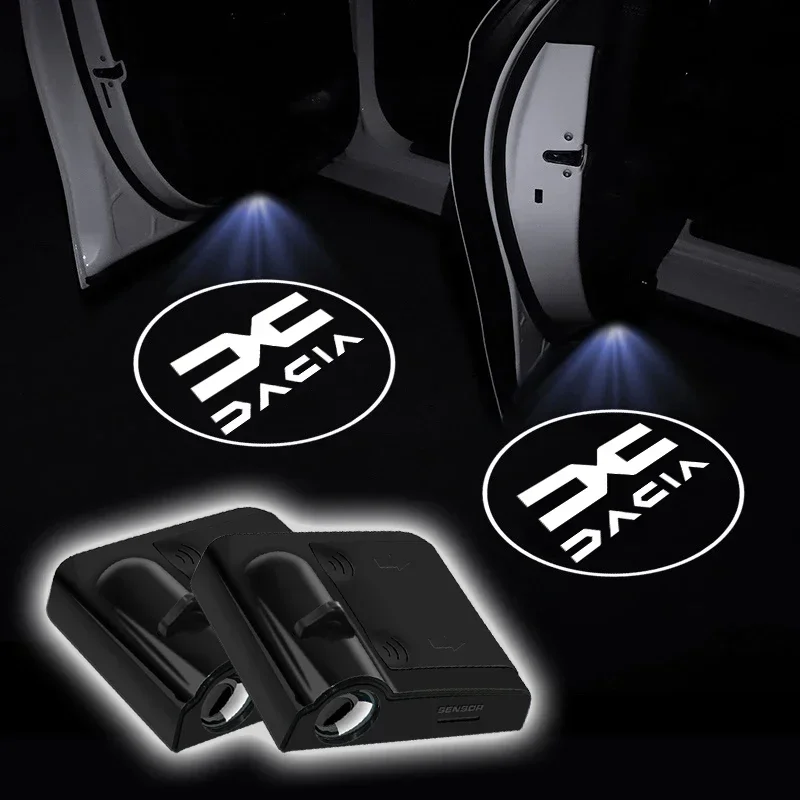 1/2pcs LED Car door universal projector high-definition welcome lights For Dacia Logan MCV Cilo  Sandero 2 Stepway Dokker Lodgy