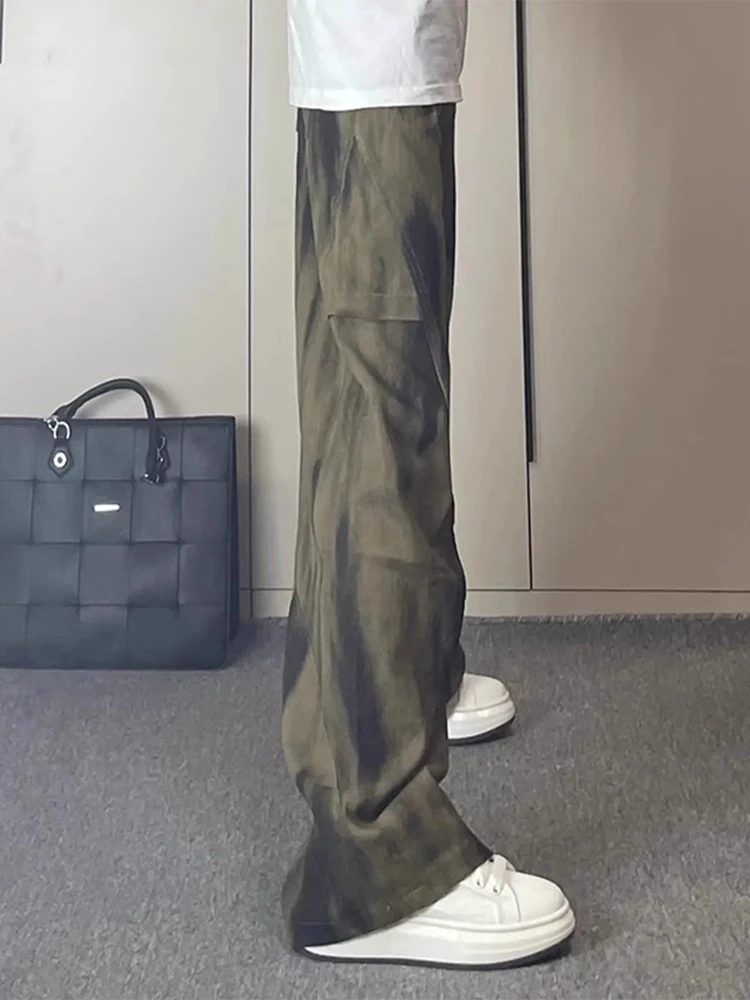 

Military een Deconstructed Workwear Jeans Men's Waed Vintage Design Straight Leg Wide Leg Pants American Retro Sle