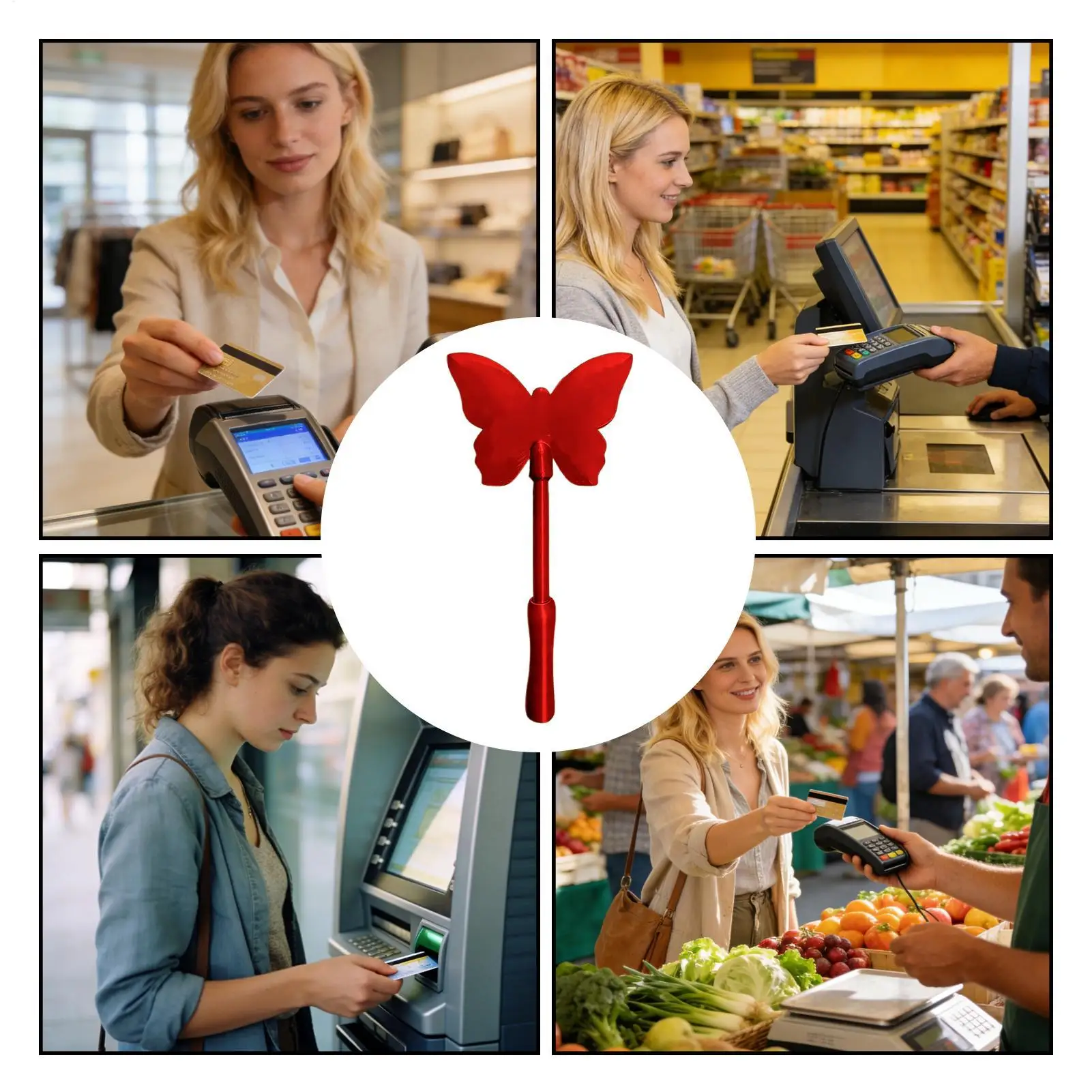 

Credit Card Holder Wand 3D Printed Butterfly Payment Stick Card Holder Payment Stick For Men Women Travelers Students Daily