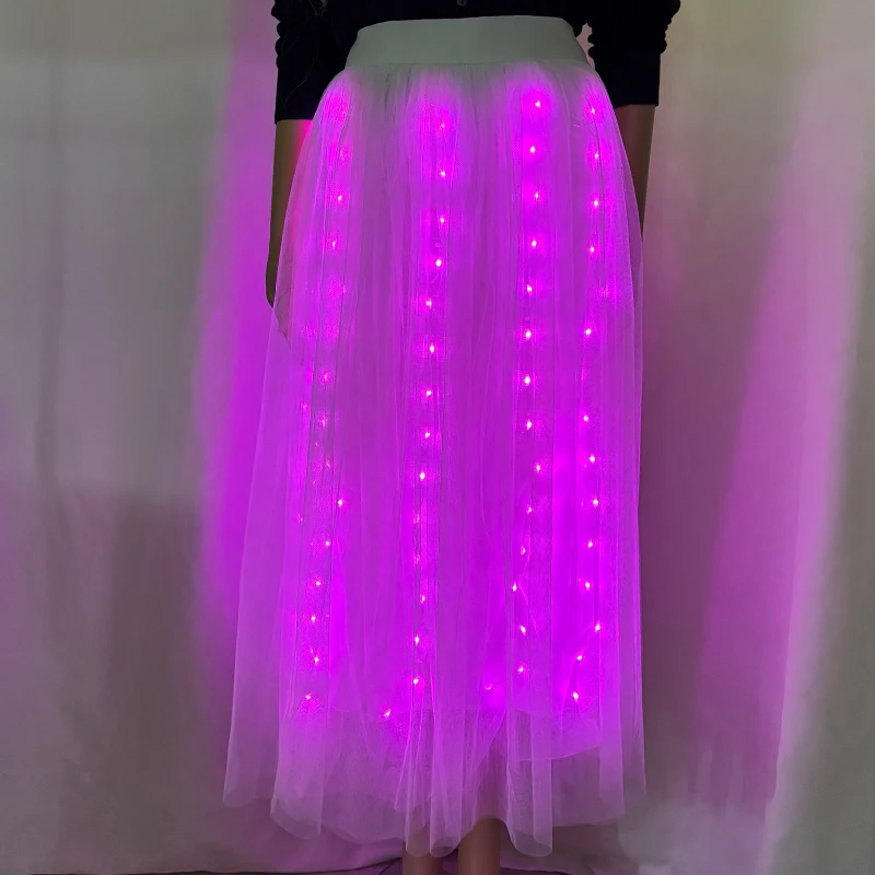 Falda brillante LED para niña y mujer, falda LED de hadas con carga USB, accesorios para disfraz de danza del vientre, regalo novedoso