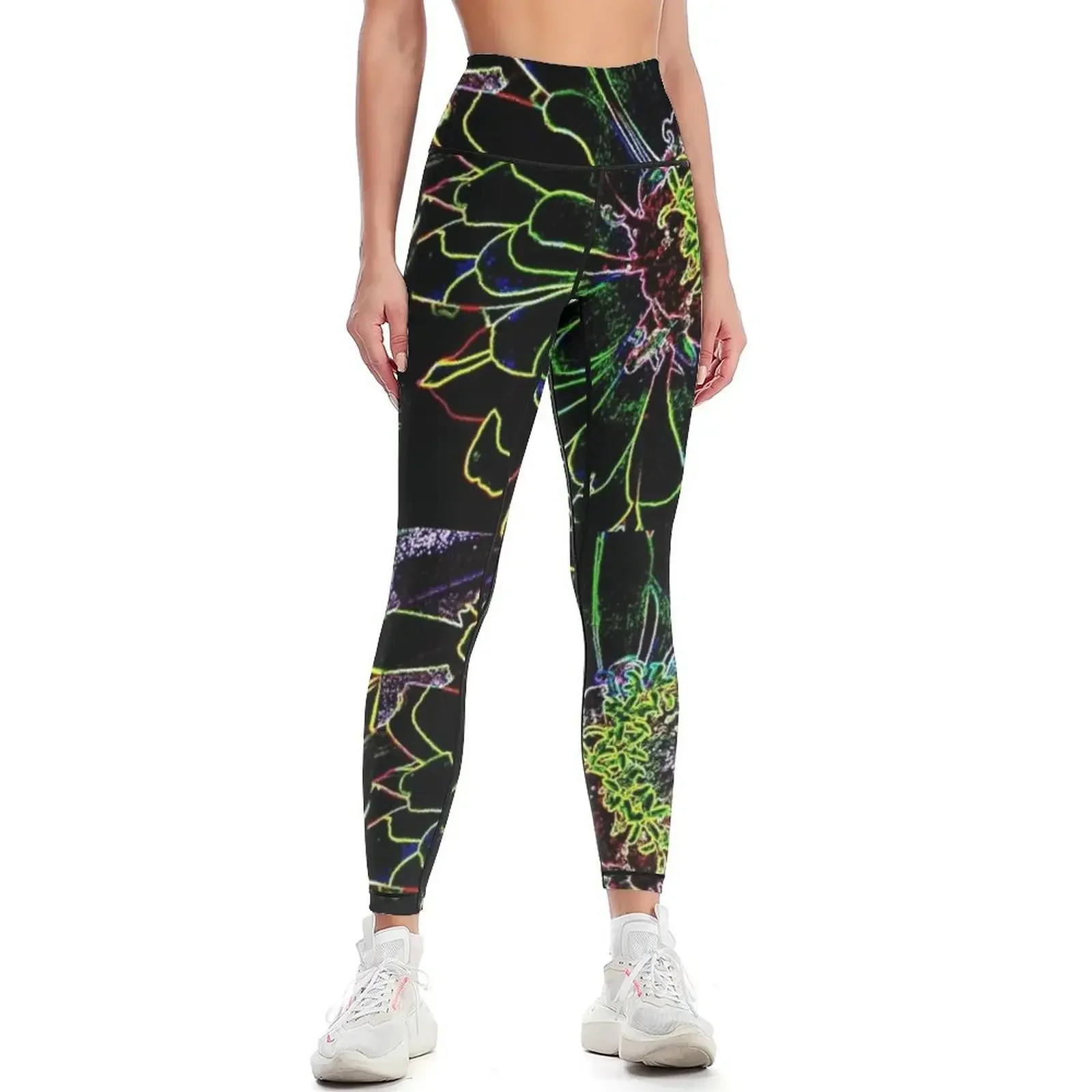 

Neon flower Leggings gym pants sports woman gym gym top for physical Womens Leggings