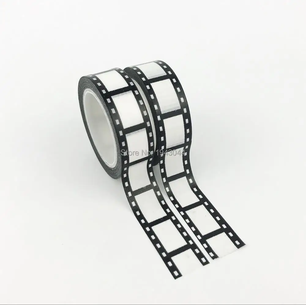Fita Japonesa Kawaii para Álbum Fotográfico, Preto e Branco, Filme para Câmara, Fita Washi, Ferramentas de Scrapbooking, Ferramentas Decorativas