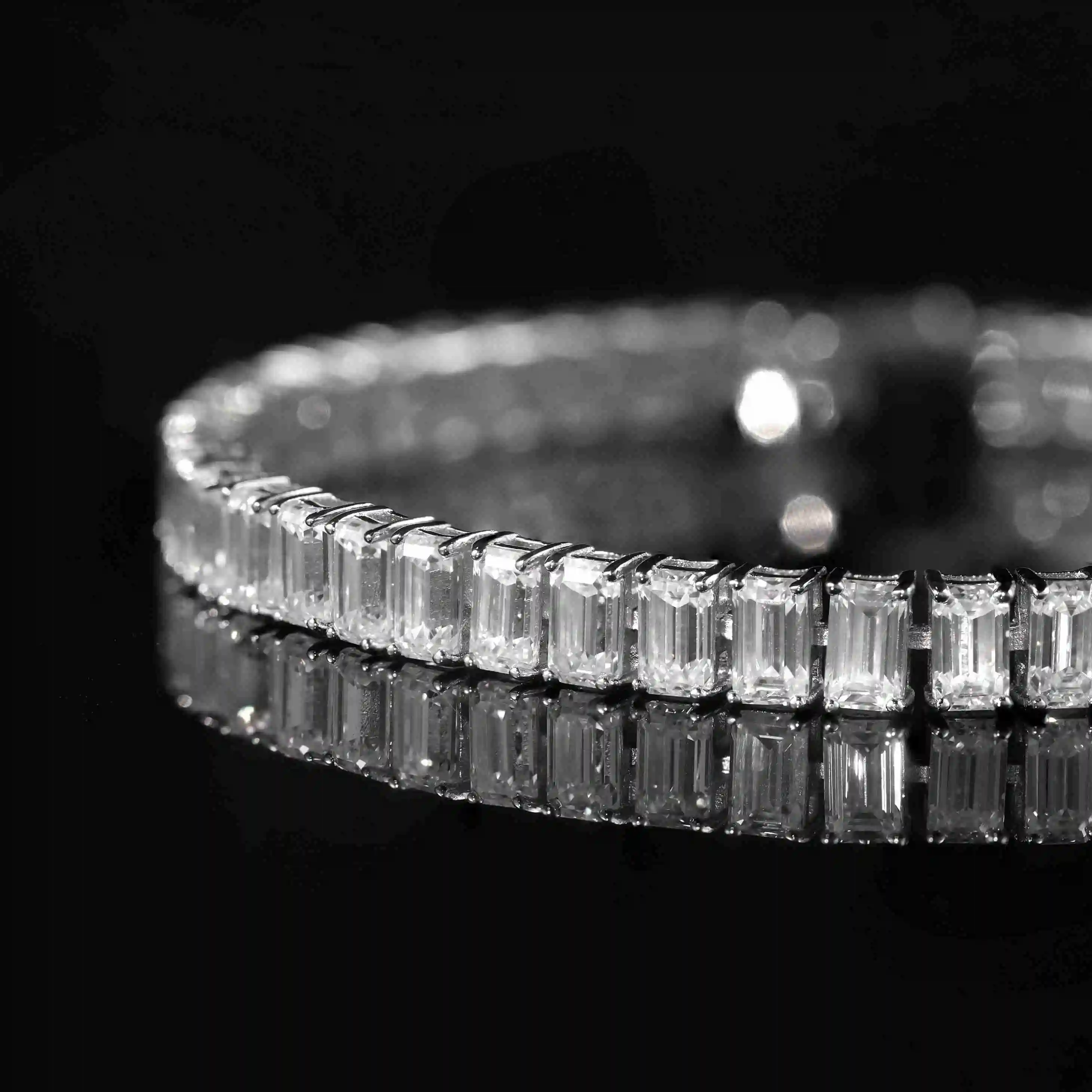 S925 necklace Moissanite Pass Diamond Tester Unisex Claw Set Emerald Cut 3x5mm 6.5IN Moissanite Diamond Bracelet 5mm 925 Ster