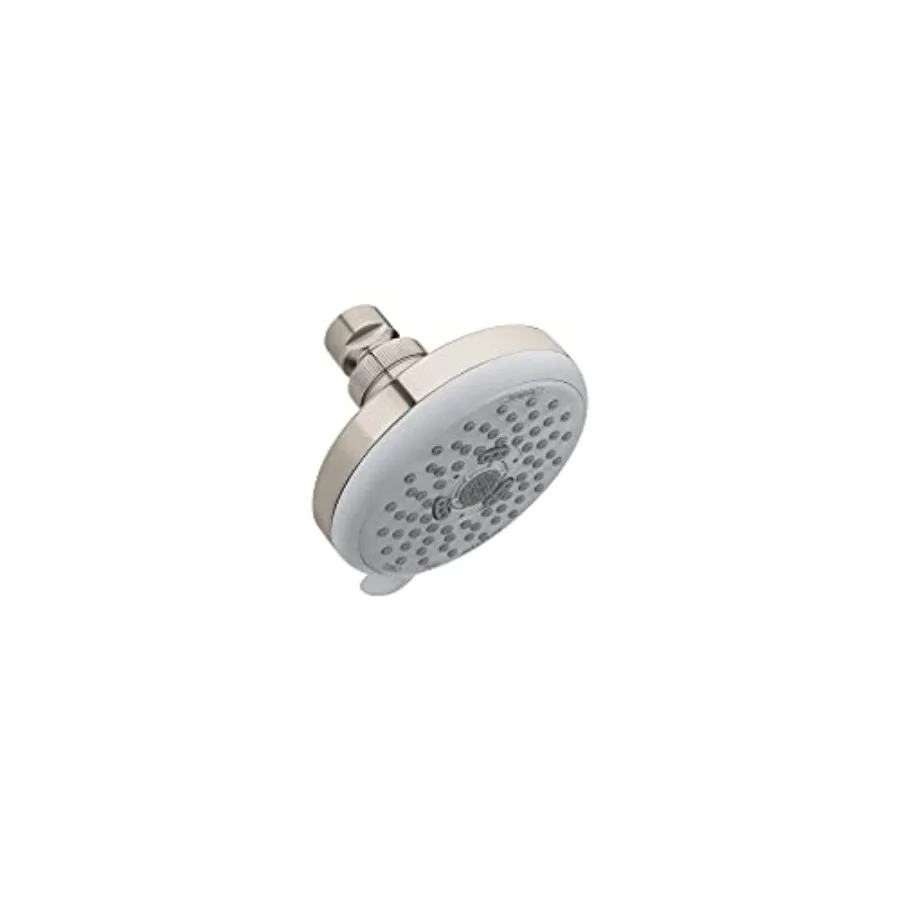 

Showerhead for bathroom use, brushed nickel finish, modern design with low flow water saving, 3-spray modes including pulsating