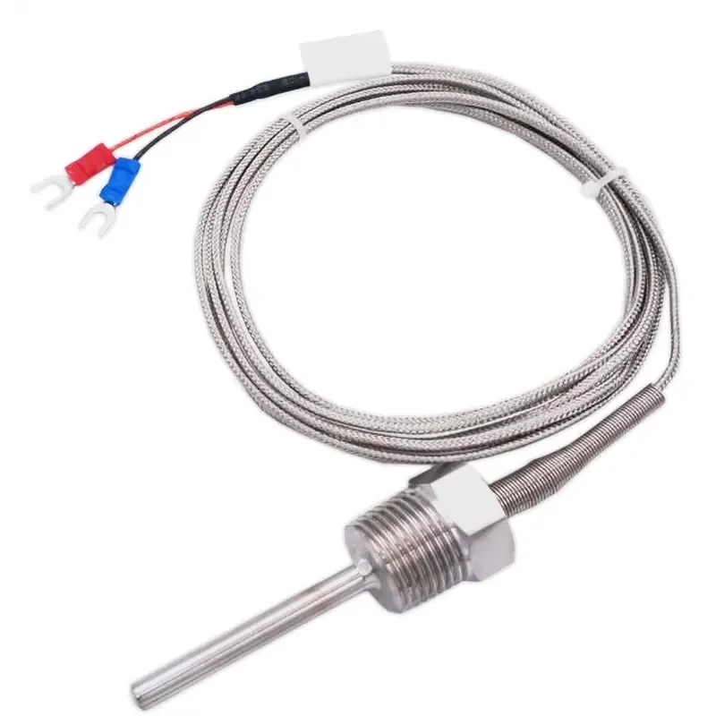High Precision Platinum Thermocouple M8 1m 2m Type K E J PT100 Probe 100mm 200mm Screw Thread Temperature Sensor 0-400C