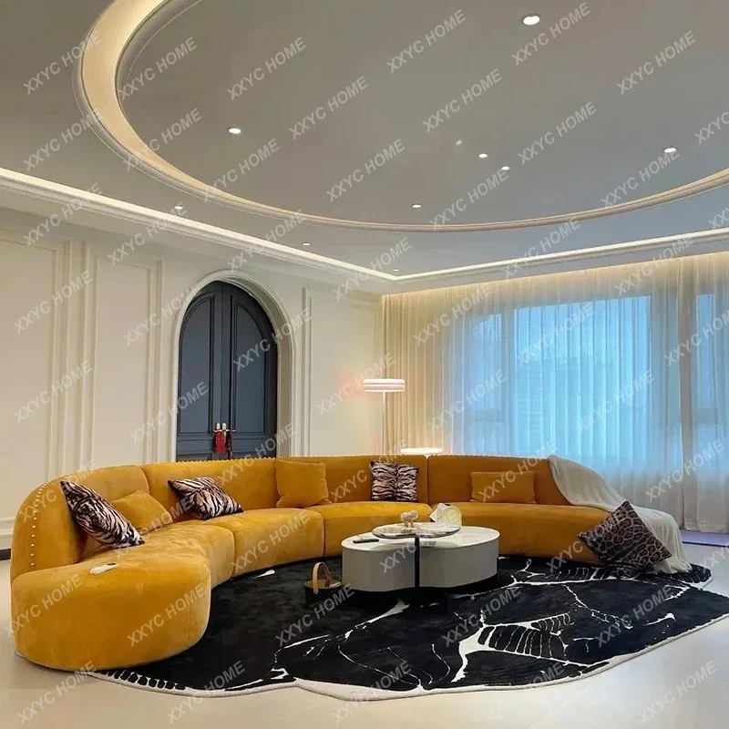 A Sofa high-end luxury modern living room curved fabric sofa corner module combination moon sofa