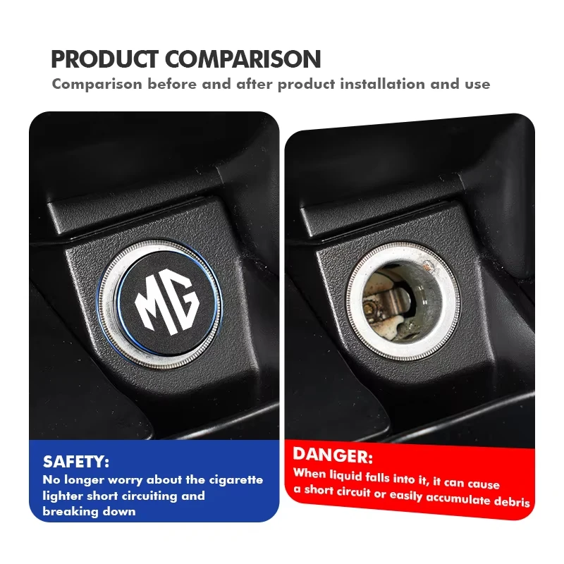 Metal Anti Dust Power Socket Plug Cap Auto Protection Cigarette Lighter Cover Interior Accessories For MG ZS MG4 EV MG5 MG HS MG