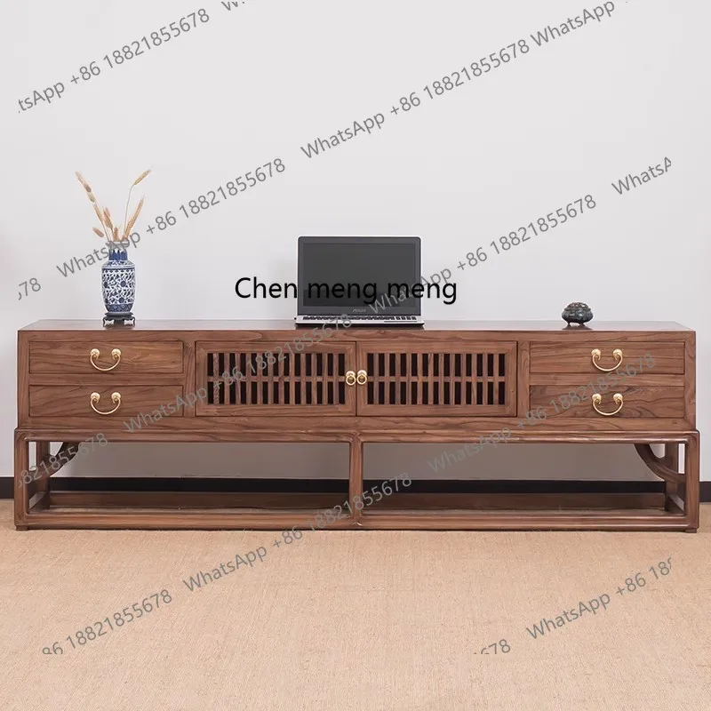 

New Chinese style old elm TV cabinet floor storage low cabinet simple modern zen living room solid wood video cabinet
